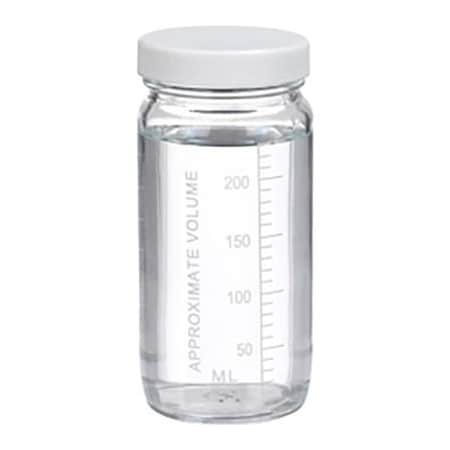 Cp Lab Safety. Wheaton 8 oz Graduated Glass Volumetric Bottles, PTFE Lined PP Caps, Case of 24 W216974